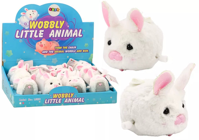 Baltas prisukamas zuikutis, žaislinė dekoracija