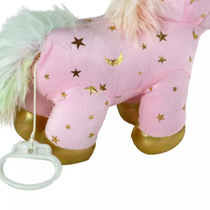 Vienaragio pliušinis miegantis gyvūnas Lopšinė rožinis su žvaigždžių rinkiniu