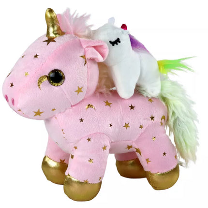 Vienaragio pliušinis miegantis gyvūnas Lopšinė rožinis su žvaigždžių rinkiniu