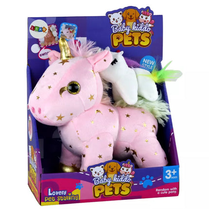 Vienaragio pliušinis miegantis gyvūnas Lopšinė rožinis su žvaigždžių rinkiniu