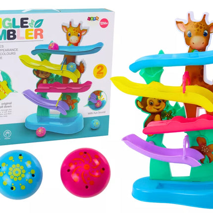 Kamuoliukų trasa Žirafa Beždžionė Garsai Spalvinga