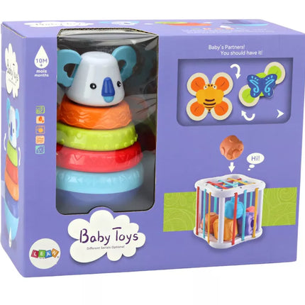 Sensorinių žaislų rinkinys "Koala Tower" edukacinis kubas suktukai