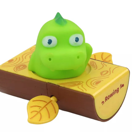 Prisukamas vonios žaislas Dinozauras valtyje