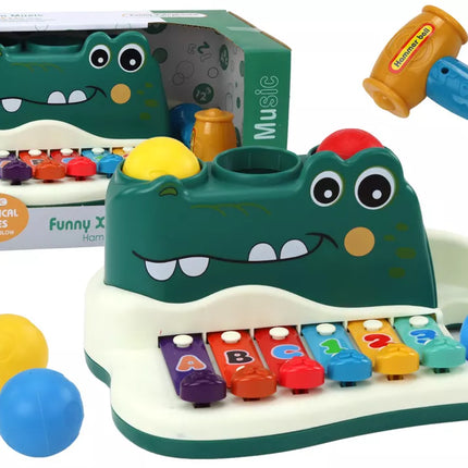 Skambučiai Pianinas Krokodilas Vargonai Plaktukai Kamuoliukai Edukacinis Instrumentas