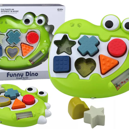 Sensorinis dinozaurų rūšiuoklis, grojantis melodijas, dėlionė patiems mažiausiems