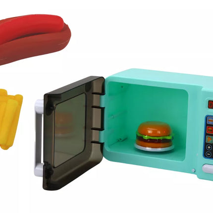 Žaislinė mikrobangų krosnelė turkio spalvos su priedais