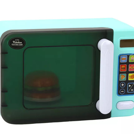 Žaislinė mikrobangų krosnelė turkio spalvos su priedais