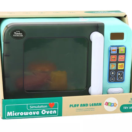 Žaislinė mikrobangų krosnelė turkio spalvos su priedais