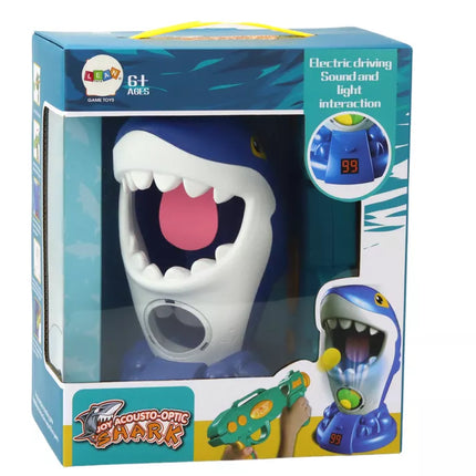 Arkadinio žaidimo ryklys šaudantis kamuoliukų pistoletas