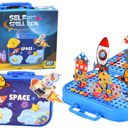 Lagaminų rinkinys „pasidaryk pats“ dėlionės kaladėlės kosminis atsuktuvas, 228 detalės.