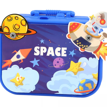 Lagaminų rinkinys „pasidaryk pats“ dėlionės kaladėlės kosminis atsuktuvas, 228 detalės.