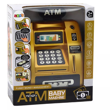 Bankomatas-taupyklė vaikams, besimokantiems taupyti, auksinė/juoda
