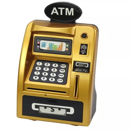 Bankomatas-taupyklė vaikams, besimokantiems taupyti, auksinė/juoda