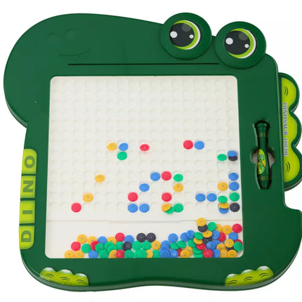 Edukacinis magnetinis žaidimas "Dinozaurų dėlionė" su žaliais karoliukais