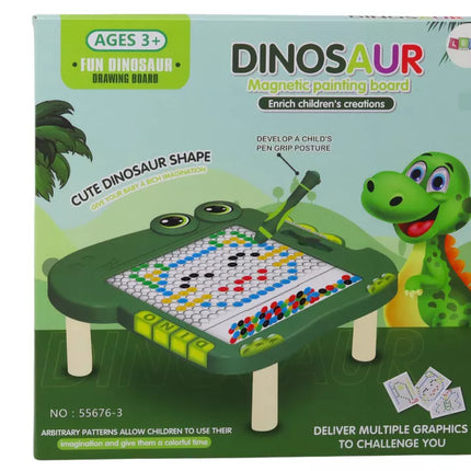 Edukacinis magnetinis žaidimas "Dinozaurų dėlionė" su žaliais karoliukais