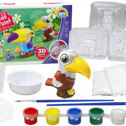 Kūrybiškas meninių paukščių 3D gipso dažų rinkinys