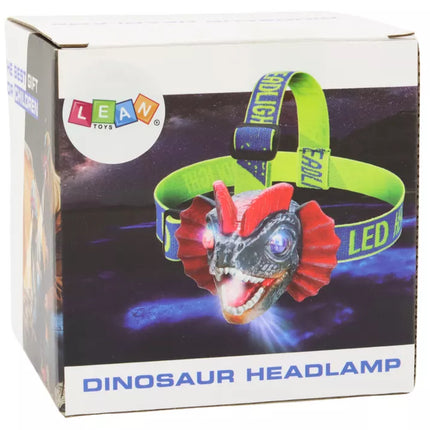 Dinozauro galvos žibintas, reguliuojamas galvos apdangalas, 3 šviesos diodai