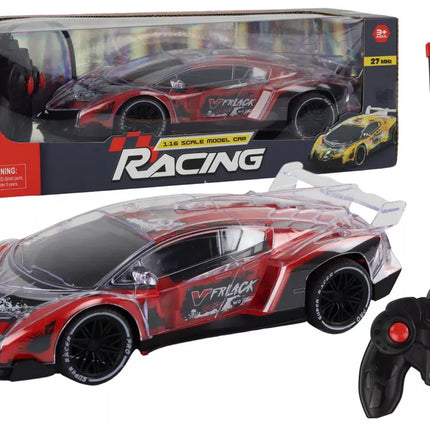 Nuotoliniu būdu valdomas RC sportinis automobilis 1:16 mastelis, raudonos šviesos