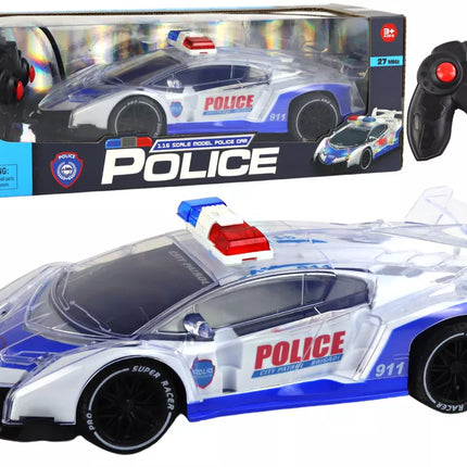 Policijos sportinis automobilis, valdomas nuotoliniu būdu, RC mastelis 1:16, šviesos
