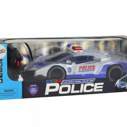 Policijos sportinis automobilis, valdomas nuotoliniu būdu, RC mastelis 1:16, šviesos