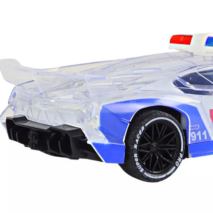 Policijos sportinis automobilis, valdomas nuotoliniu būdu, RC mastelis 1:16, šviesos