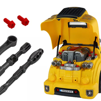 Autobusų variklių ardymo dirbtuvių rinkinys "Pasidaryk pats", geltonas