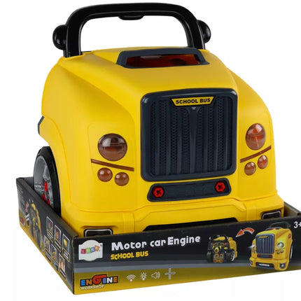 Autobusų variklių ardymo dirbtuvių rinkinys "Pasidaryk pats", geltonas