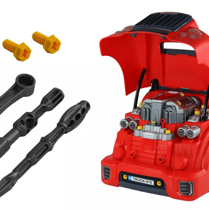 Dirbtuvių variklio sunkvežimio išmontavimo "pasidaryk pats" rinkinys, raudonas