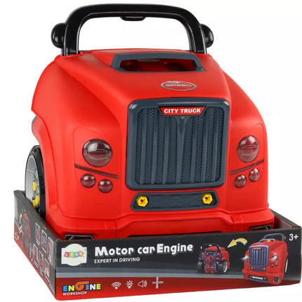 Dirbtuvių variklio sunkvežimio išmontavimo "pasidaryk pats" rinkinys, raudonas