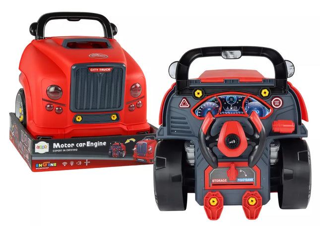 Dirbtuvių variklio sunkvežimio išmontavimo "pasidaryk pats" rinkinys, raudonas