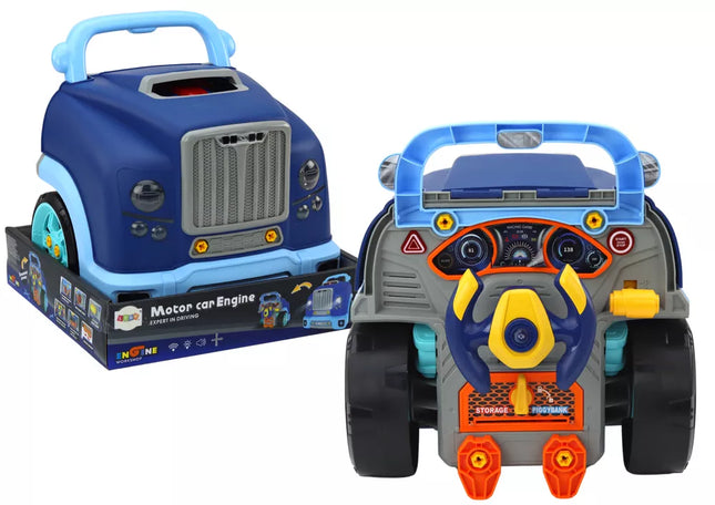 Dirbtuvių variklio sunkvežimio išardymo "pasidaryk pats" rinkinys, mėlynas