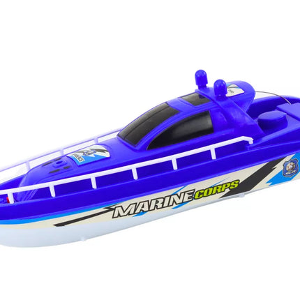 Nuotoliniu būdu valdomas policijos kateris RC mėlynas nuotolinio valdymo pultas 27MHz