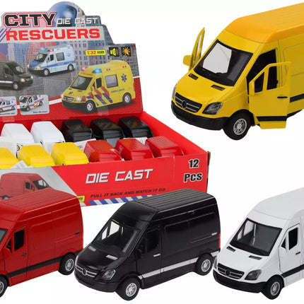 Pristatymo automobilis 1:32 Šviesos Garsai Raudonas Juodas Geltonas Baltas