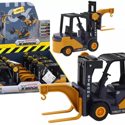 Šakinis krautuvas su reguliuojamu kabliu, frikcinė pavara, geltonas