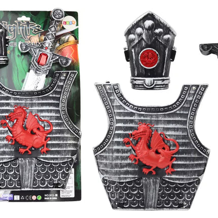 Samurajaus riterio kostiumo komplektas: šarvai, kardas, apyrankė