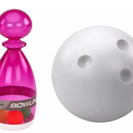 Boulingo rinkinys su 6 skaidriais spalvingais boulingo kėgliais