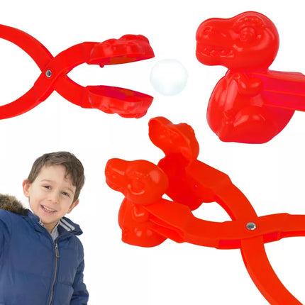 Sniego gniūžčių gaminimo mašina, raudonas dinozauras