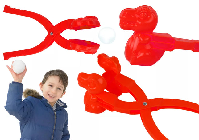 Sniego gniūžčių gaminimo mašina, raudonas dinozauras