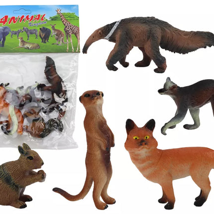 Gyvūnų figūrėlės, 5 vienetai: voverė, surikata, skruzdėda, lapė, lemūras
