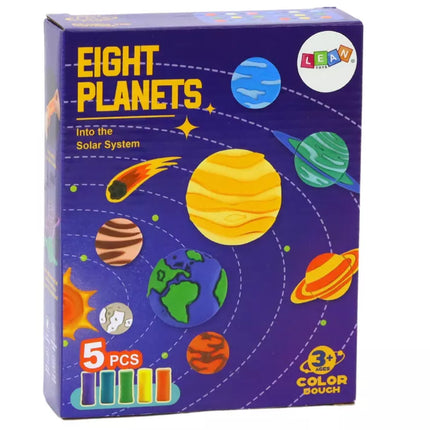 Plastikinis Play-Doh rinkinys: 8 planetų formelės, 5 spalvos