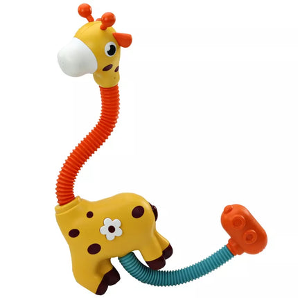 Geltonas žirafos vonios žaislas-dušo purkštuvas