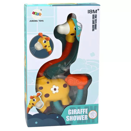 Geltonas žirafos vonios žaislas-dušo purkštuvas