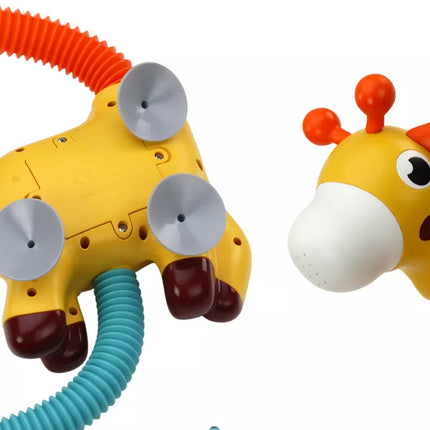 Geltonas žirafos vonios žaislas-dušo purkštuvas