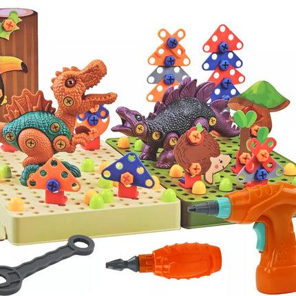 3D konstruktorius dėlionė "Pasidaryk pats" dinozaurai išardomas grąžtas