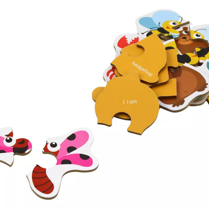 Edukacinis galvosūkis „Gyvūnai“, mokantis anglų kalbos, 48 detalės.