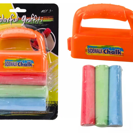 Kreidos su rankenėlėmis rinkinys, stora kreida šaligatviams, oranžinė, 3 vnt.