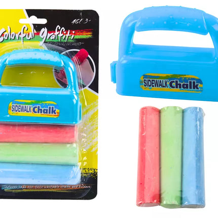 Kreidos su rankena rinkinys, stambi šaligatvio kreida, mėlyna, 3 vnt.