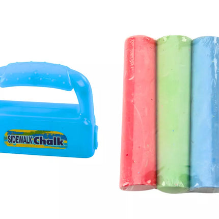 Kreidos su rankena rinkinys, stambi šaligatvio kreida, mėlyna, 3 vnt.