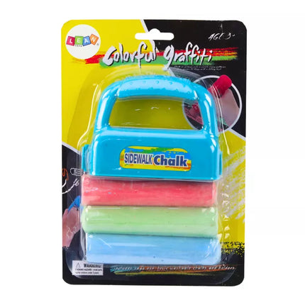 Kreidos su rankena rinkinys, stambi šaligatvio kreida, mėlyna, 3 vnt.