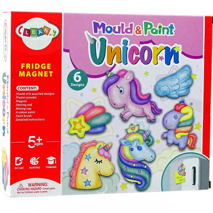 Kūrybiškas "pasidaryk pats" rinkinys su gipsiniais magnetais ir vienaragiais